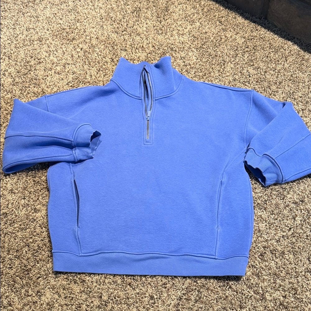 Lululemon Women's Thick Fleece Half Zip Wild Indigo Blue Sweatshirt Size xs/s - Picture 4 of 10